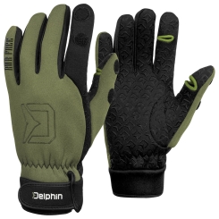 Delphin RWR Neoprene Gloves Mens Green Black 