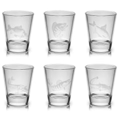 Delphin SHOTY Shot Glasses Fish Engraved Set of 6 55ml 5.5cl 