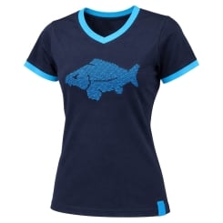 Delphin Outline Karpfen T-Shirt Blau Damen S 