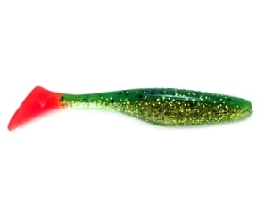 Jenzi River Shad USA-Bass Gummiköder glitter grün rot 
