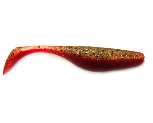 Jenzi River Shad USA-Bass Gummiköder gold glitter rot  15cm 1 Stück