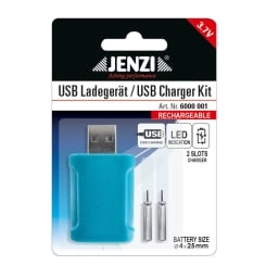 Jenzi USB-Charger including 2 Recharging Stick Battery 