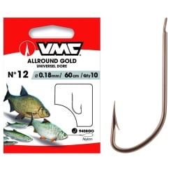 VMC Allround Hook 9408 Hooks To Nylon Gold 60cm #10