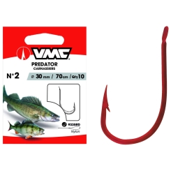 VMC Predator 9335 Zander Hooks to Nylon 70cm Red 