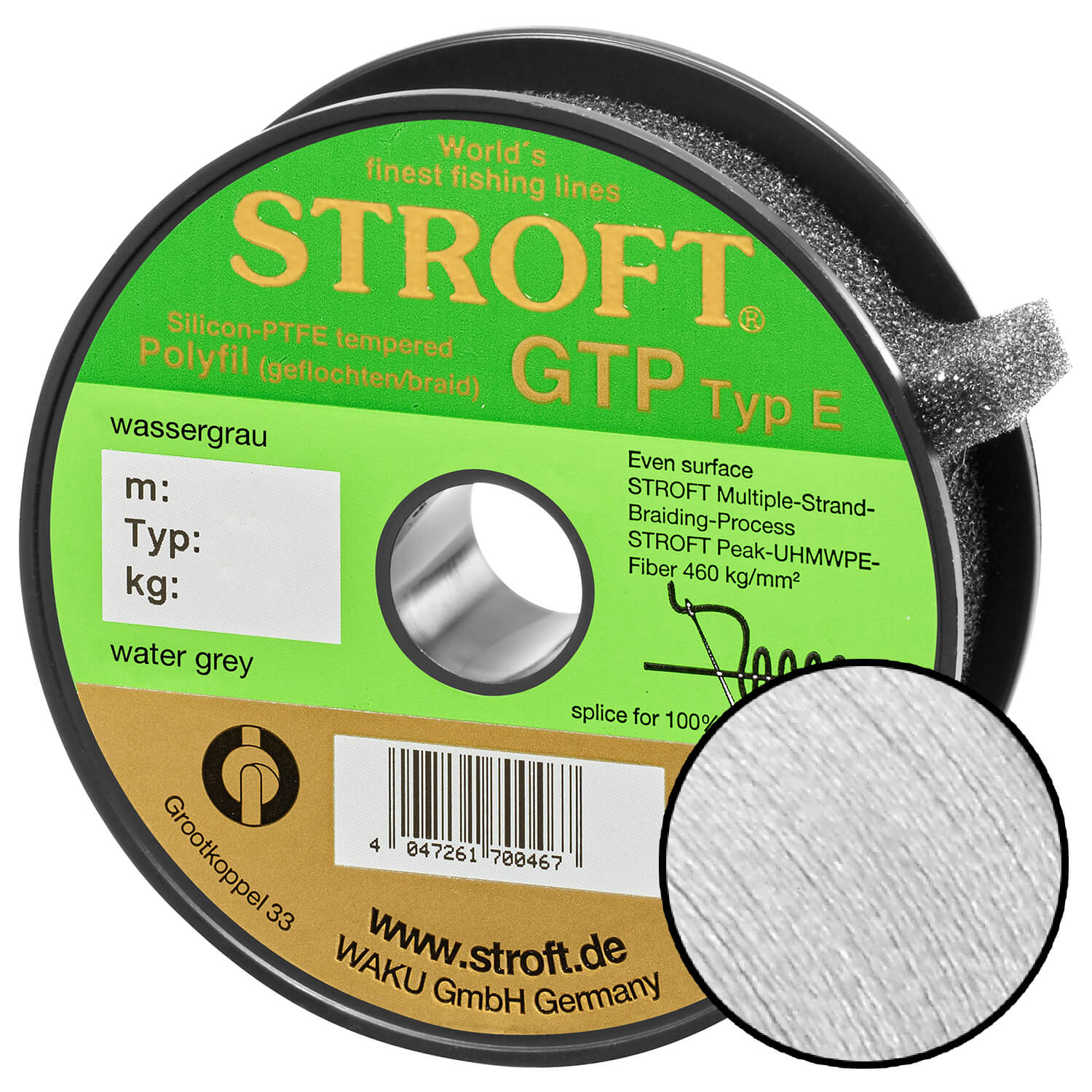 Stroft GTP Typ E Geflochtene Angelschnur – 125m Wassergrau, UHMWPE, Made In Germany (Süß-/Salzwasser)